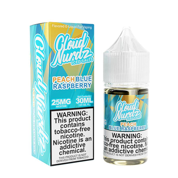 سالت نیکوتین تمشک آبی هلو یخ کلود نردز Cloud Nurdz Iced Blue Raspberry Peach 30ml