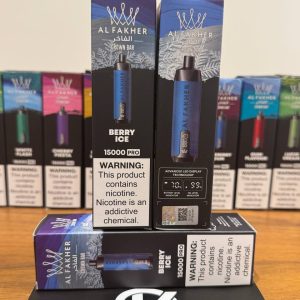 ویپ یکبار مصرف الفاخر بری آیس Al Fakher Crown Bar Berry Ice 15000 Puff با LED