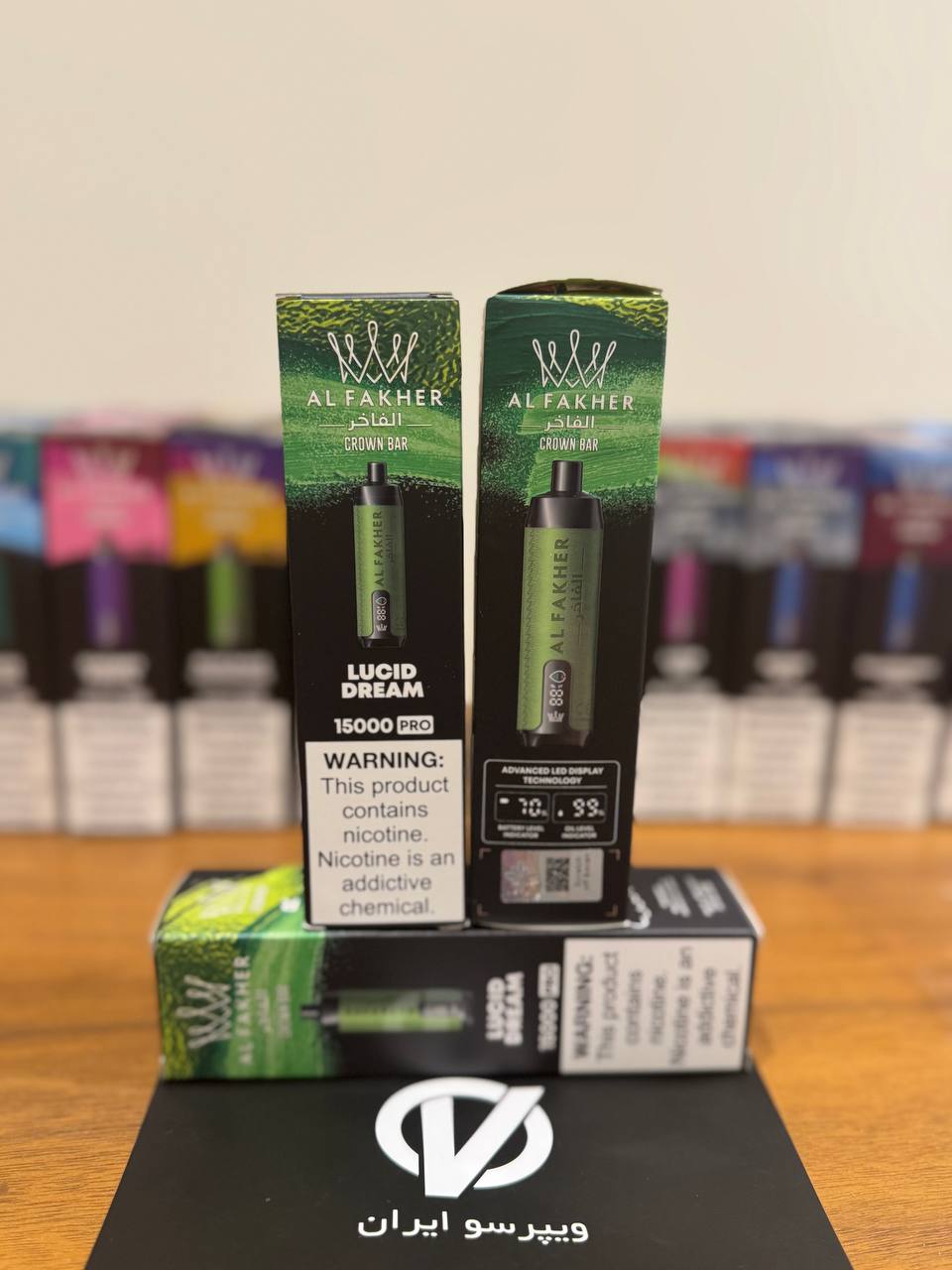 ویپ یکبار مصرف الفاخر لوسید دریم Al Fakher Crown Bar Lucid Dream 15000 Puff با نمایشگر LED