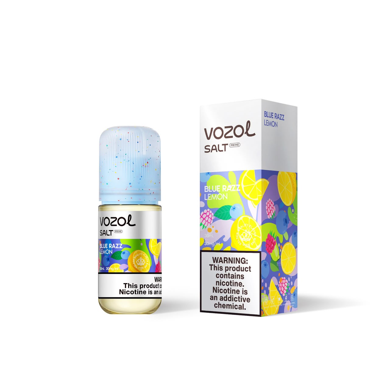 سالت نیکوتین بلوبری تمشک لیمو وزول اورجینال ۳۰ میل با طعم ترش و شیرین بلو راز و لیمو | VOZOL Blue Razz Lemon 30ML