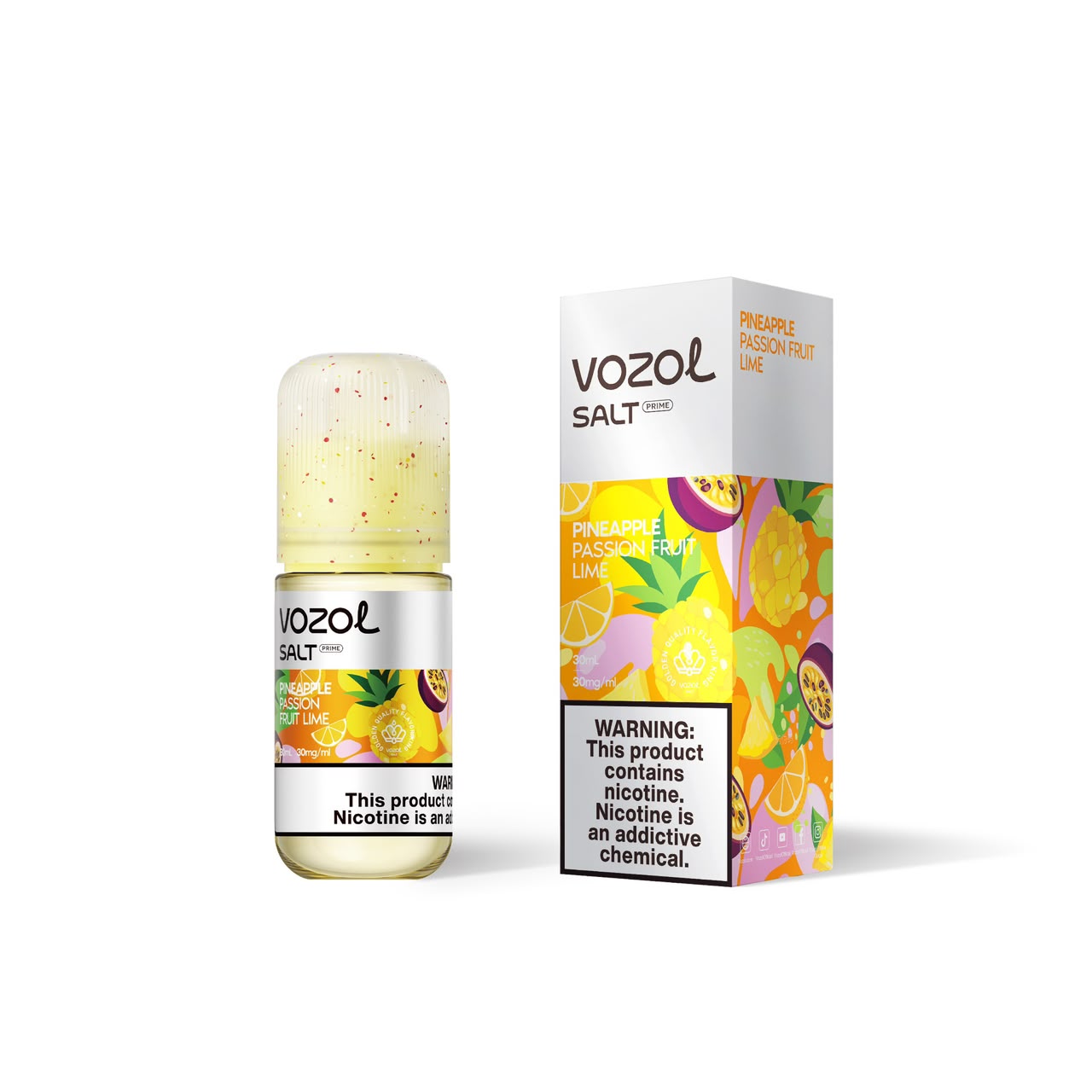 سالت نیکوتین آناناس پشن فروت لیمو وزول اورجینال ۳۰ میل با طعم ترش و شیرین استوایی | VOZOL Pineapple Passion Fruit Lime 30ML