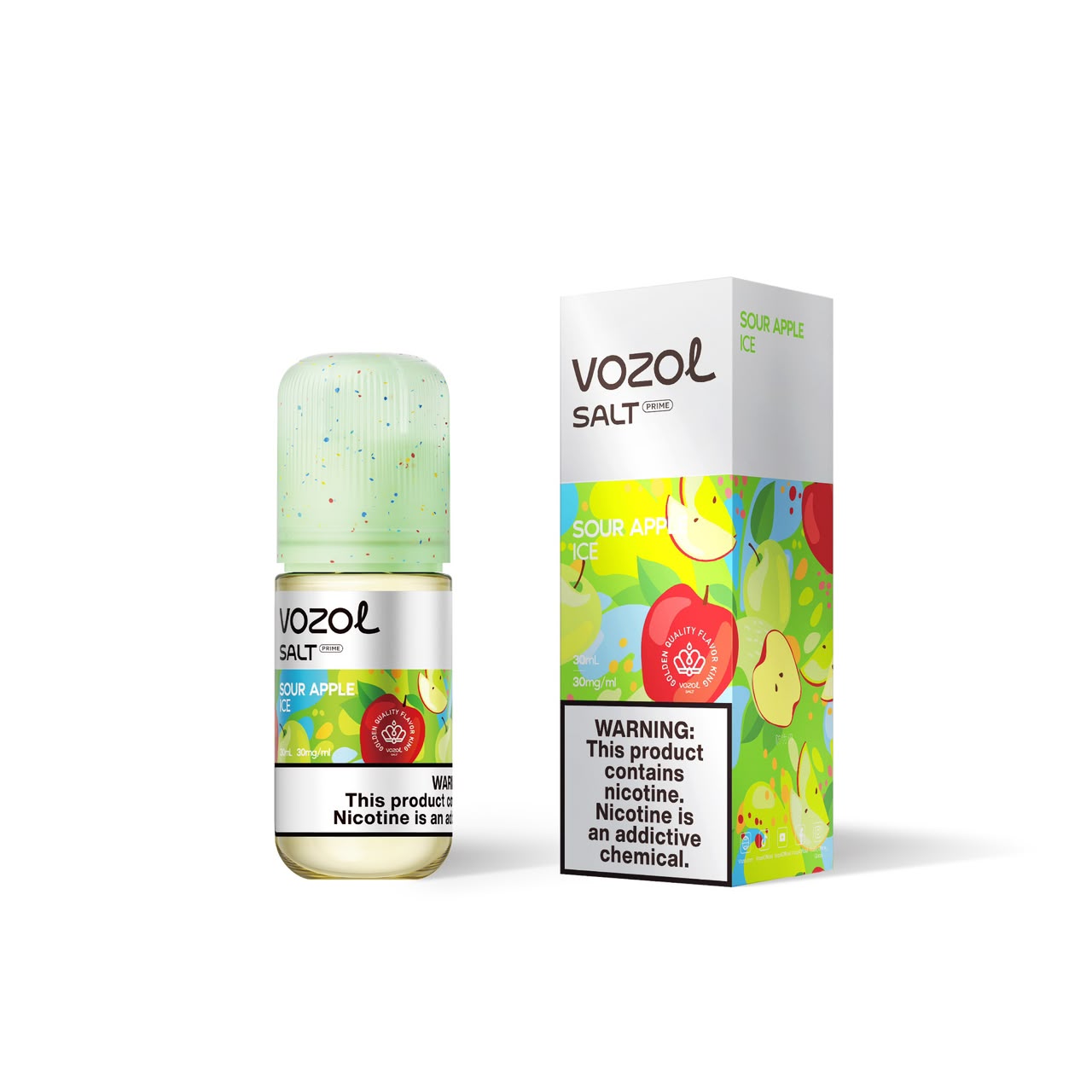 سالت نیکوتین سیب ترش یخ وزول اورجینال ۳۰ میل با طعم سیب سبز ترش و یخ | VOZOL Sour Apple Ice 30ML