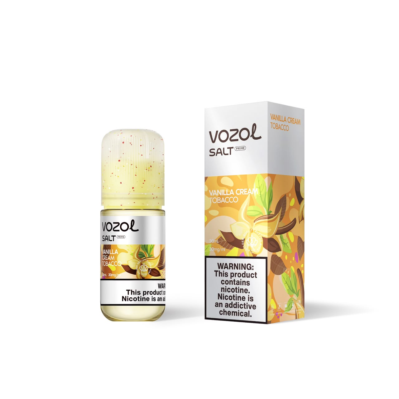سالت نیکوتین تنباکو وانیل خامه وزول اورجینال ۳۰ میل با طعم گرم تنباکو و وانیل دسر | VOZOL Vanilla Cream Tobacco 30ML
